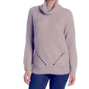 Cloth by Design Women's Long Sleeve Pointelle Turtleneck Sweater